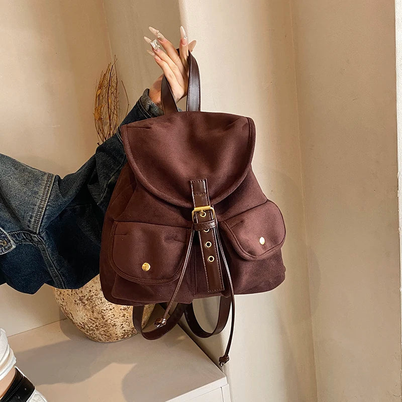Soft suede backpack for women