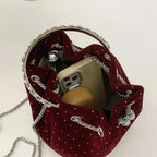 Corduroy handbag with chain strap