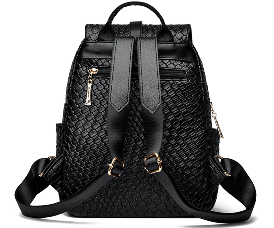 Everyday black leather backpack