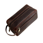 Durable travel leather toiletry bag