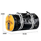 Two-tone leather overnight duffle bag