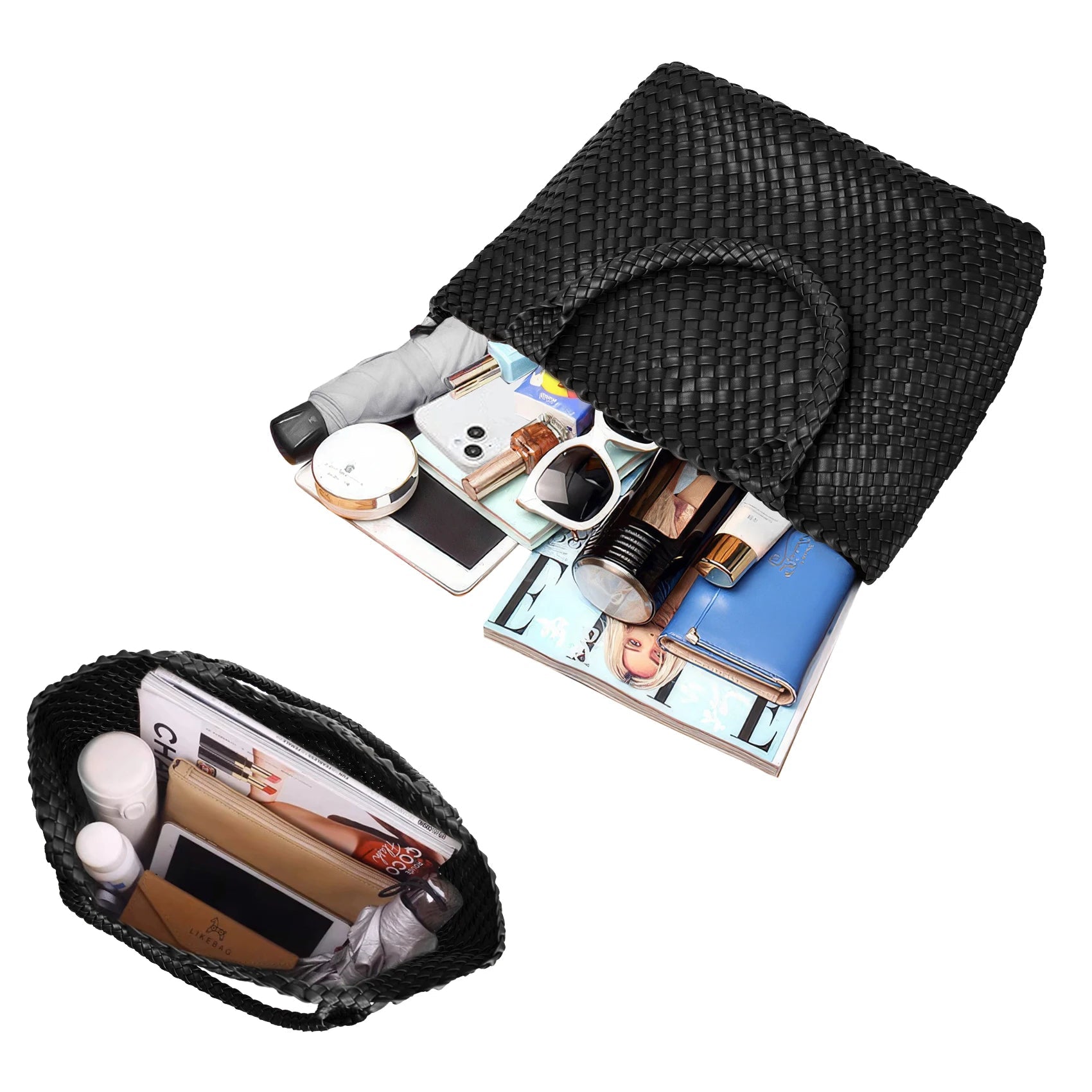 Trendy leather tote bag