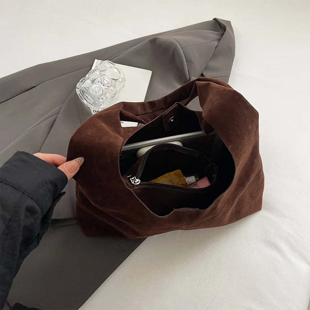 Slouch-style suede handbag