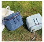 Retro chain strap denim shoulder handbag