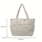 Large corduroy shoulder tote bag with multiple pockets