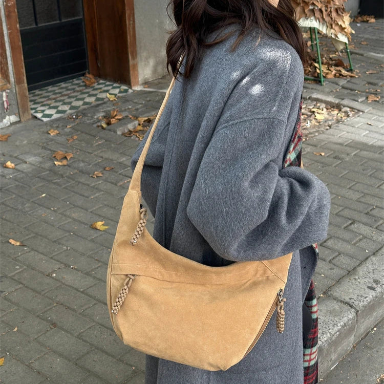 Slouchy suede shoulder bag