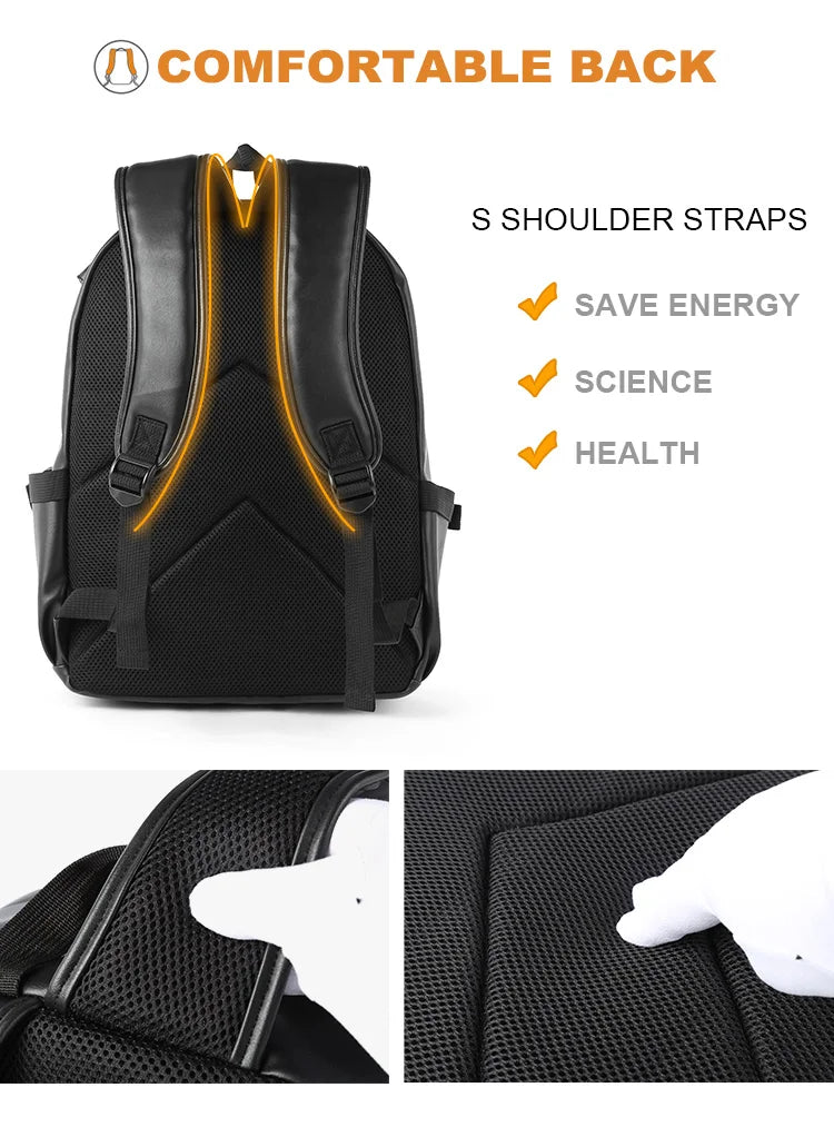 Soft leather backpack for men