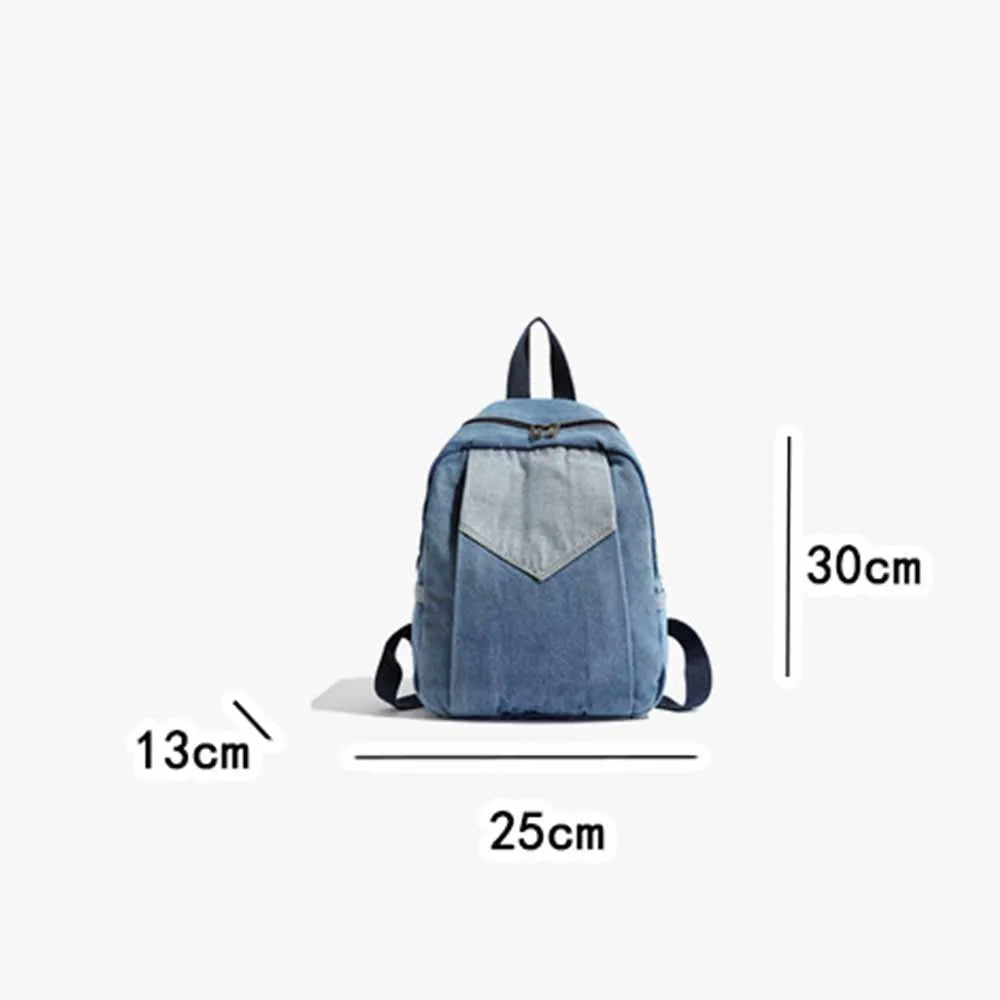 Embroidered women's denim backpack