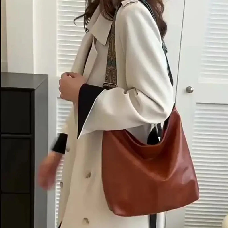 Boho leather tote bag