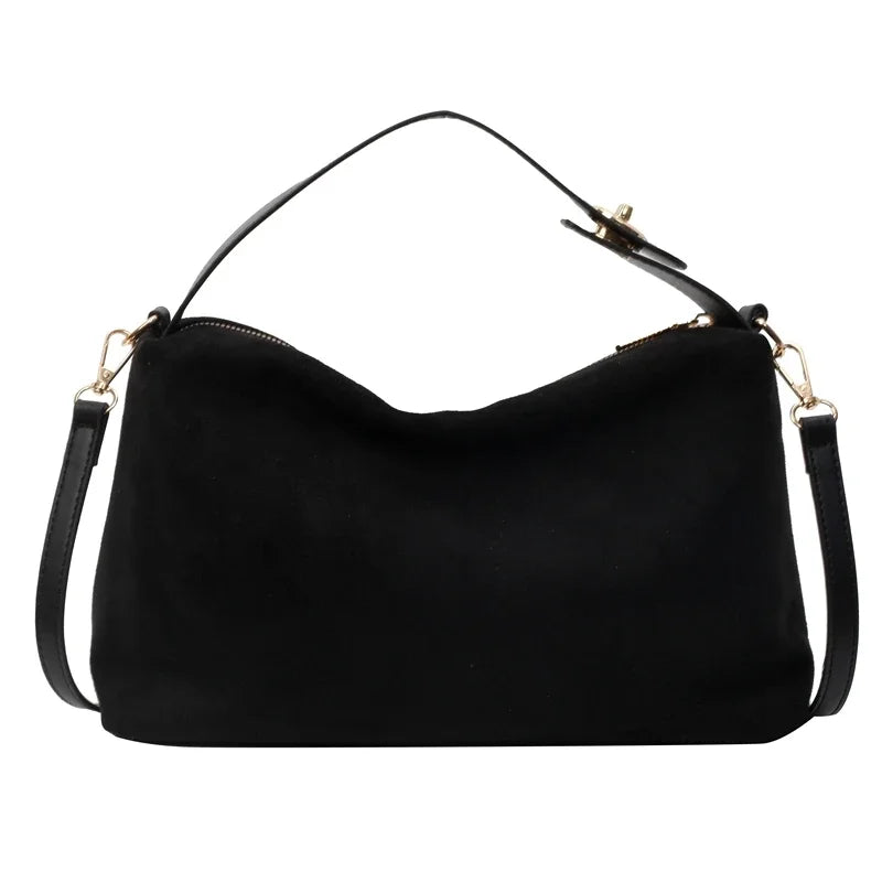 Everyday suede shoulder purse with secure zipper