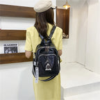 Women’s black leather backpack