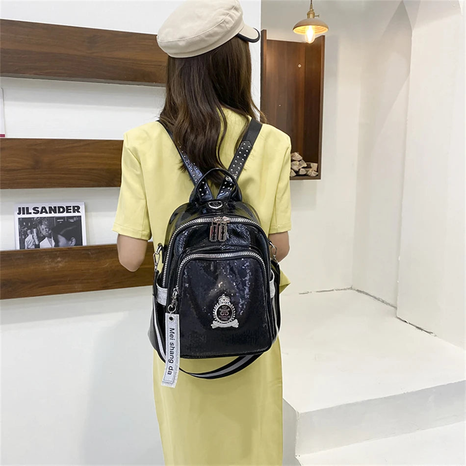 Women’s black leather backpack