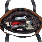 Structured leather tote bag
