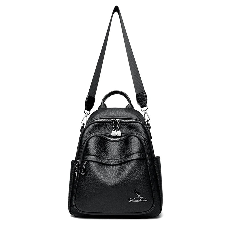 Convertible leather backpack for women
