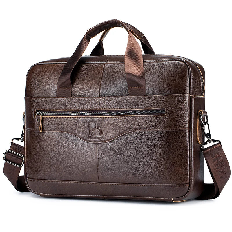 Men's structured leather laptop case