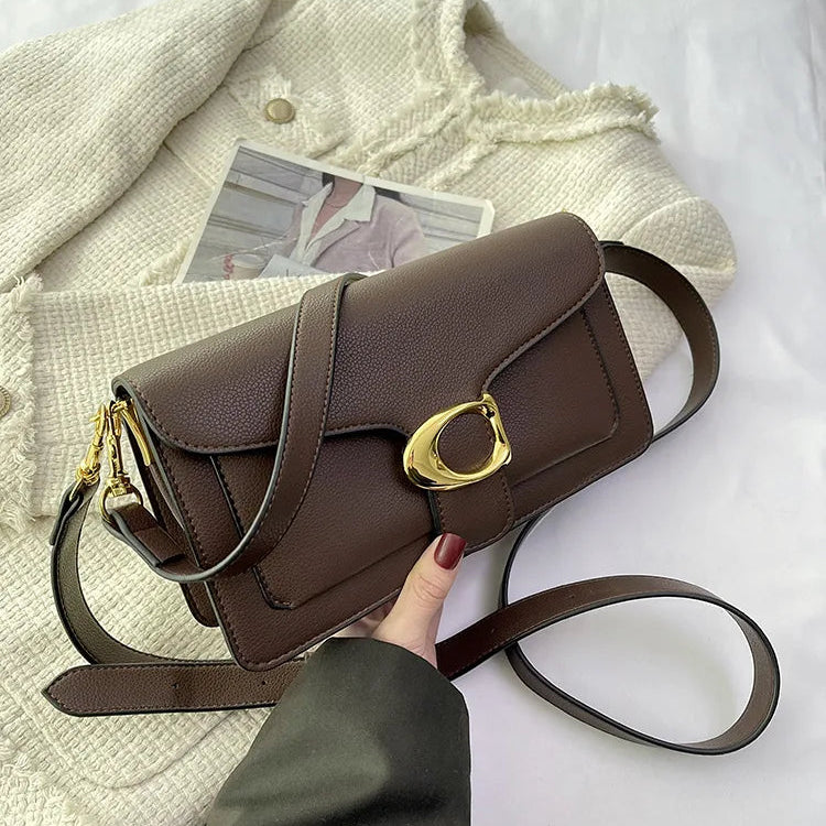 Designer inspired leather crossbody bag