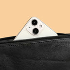 Large capacity leather bum bag for men