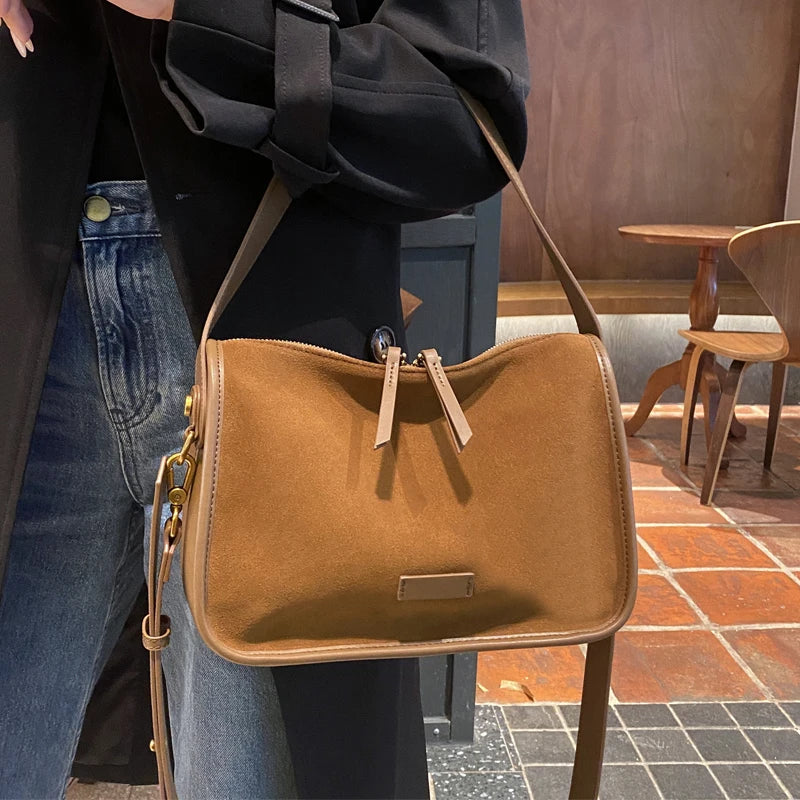 Everyday suede shoulder bag
