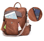 Vintage leather school knapsack