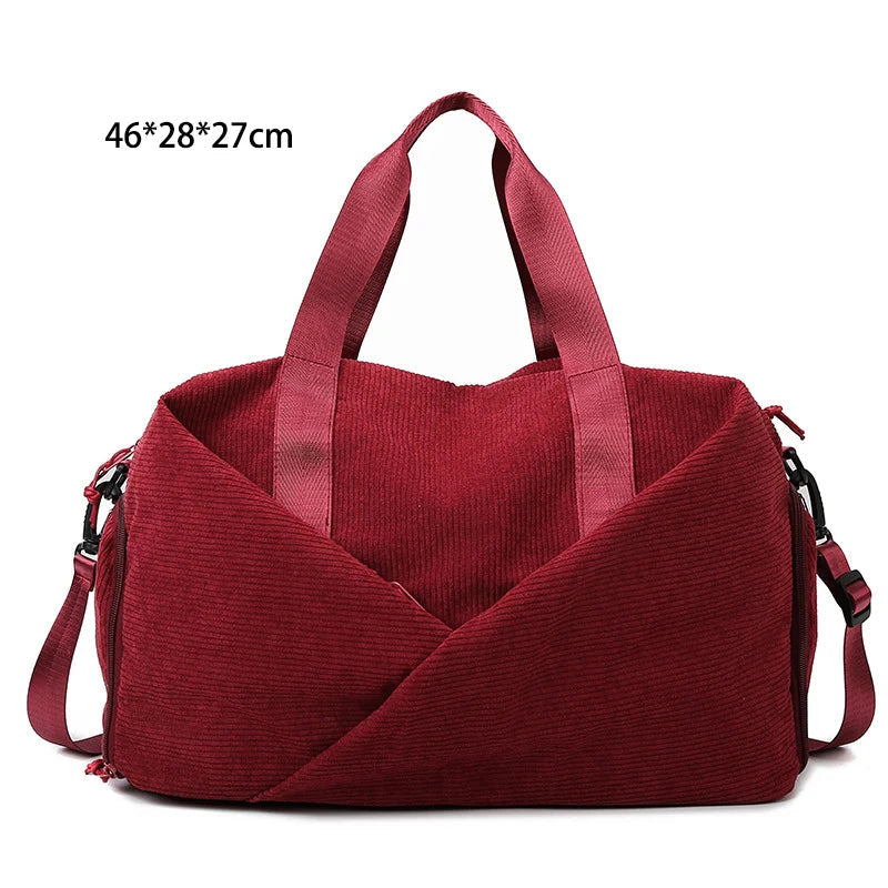 Corduroy sports gym bag with shoe pocket
