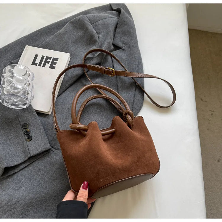 Everyday suede handbag with strap