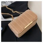 Luxury corduroy handbag with gold chain strap