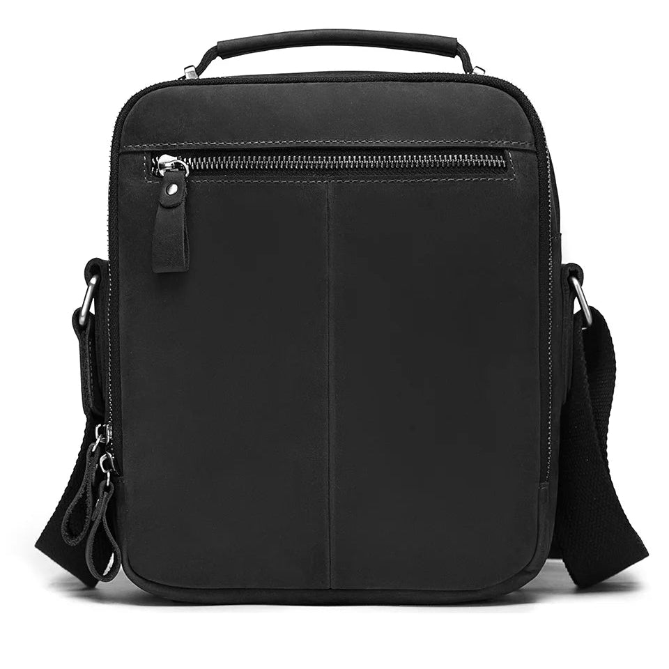 Compact leather crossbody satchel