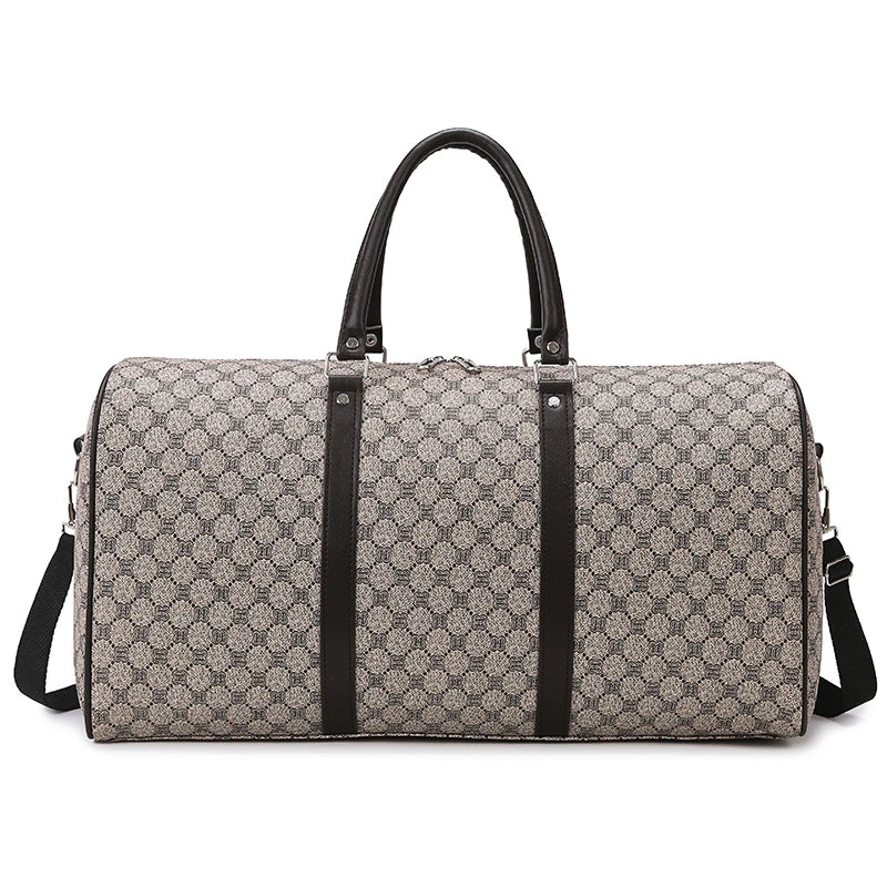 Textured leather travel duffle bag
