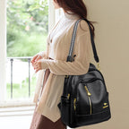 Modern leather backpack for women
