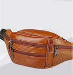 Multi-pocket leather waist bag