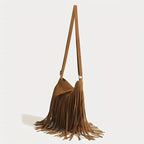 Classic suede shoulder bag with soft silhouette