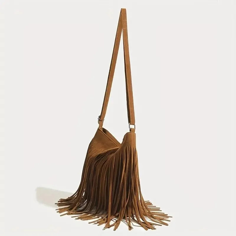 Classic suede shoulder bag with soft silhouette