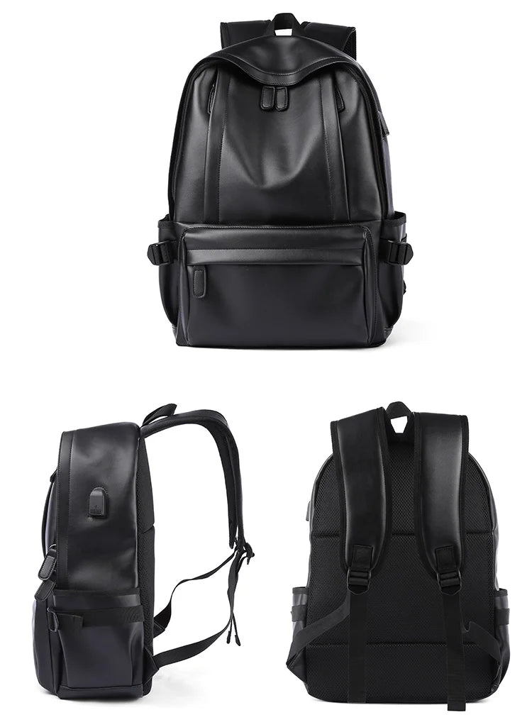 Large leather backpack for men