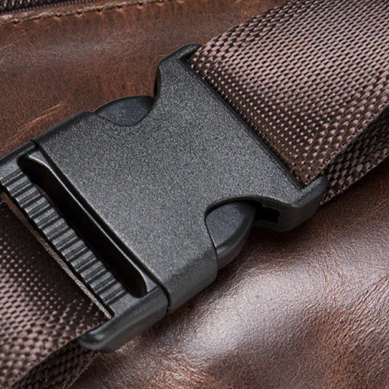 Dual-pocket leather fanny pack