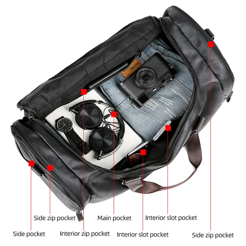 Convertible leather duffle bag