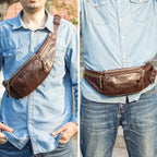Leather belt bag for men