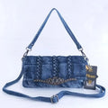 Amblot A Stylish denim purse with dual compartments and zip closure