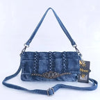 Amblot A Stylish denim purse with dual compartments and zip closure