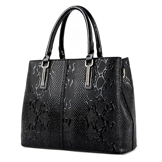 Amblot Aligator black leather shopper handbag