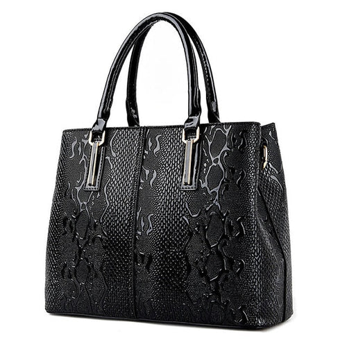 Amblot Aligator black leather shopper handbag
