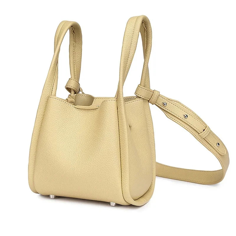 Amblot Almond yellow Square leather shoulder bag