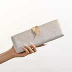Amblot Apricot Corduroy clutch bag with cute closure