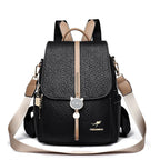 Amblot Beige and black Contrast-strap leather backpack