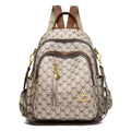 Amblot Beige and light brown Modern leather backpack for women