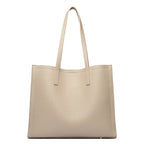 Amblot Beige Casual leather tote bag for women