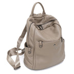 Amblot Beige Chic leather backpack with front zipper