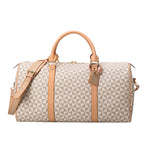 Amblot Beige Classic leather weekender duffle bag