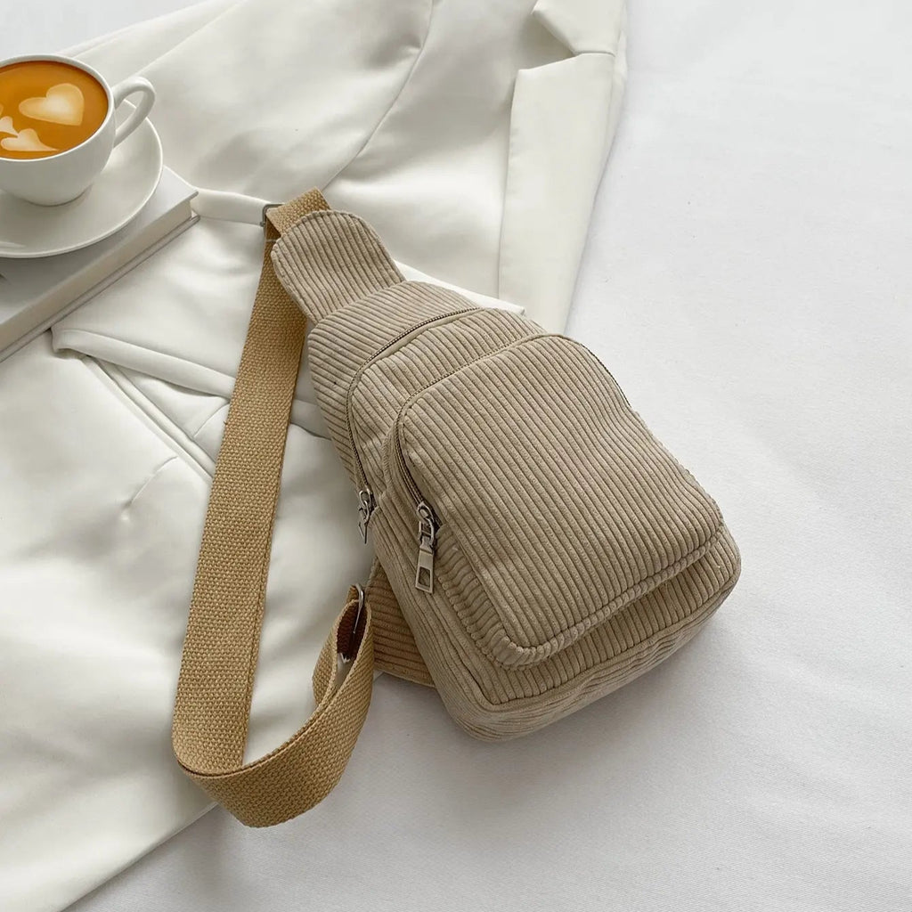 Amblot Beige Corduroy crossbody bag