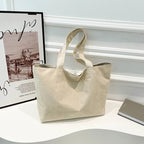 Amblot Beige Elegant suede tote bag
