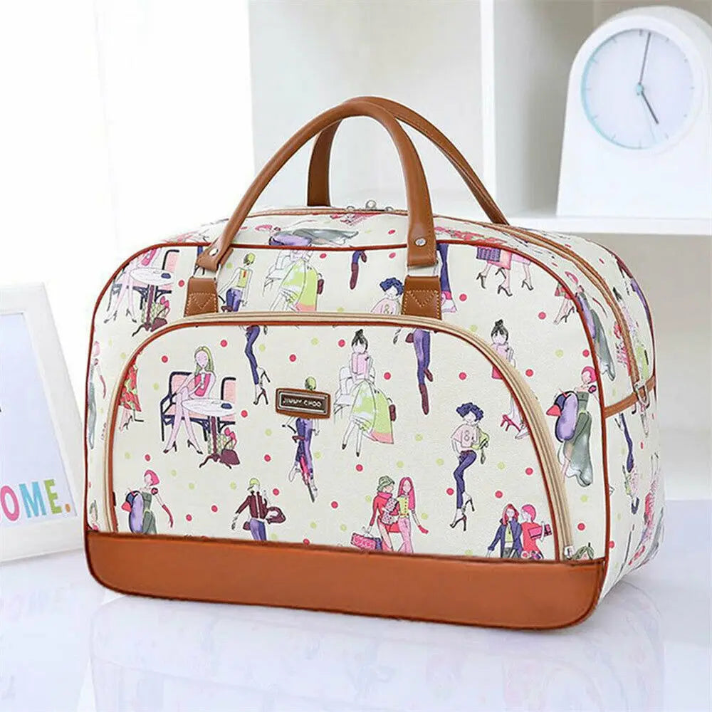 Amblot Beige Elegant women's leather duffle bag